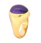 Vintage Amethyst 14 Karat Yellow Gold Cabochon Unisex Ring - Wilson's Estate Jewelry