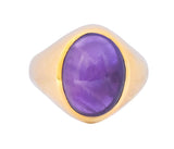 Vintage Amethyst 14 Karat Yellow Gold Cabochon Unisex Ring - Wilson's Estate Jewelry