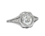 Vintage Art Deco 0.73 CTW Diamond Platinum Engagement Ring Wilson's Estate Jewelry