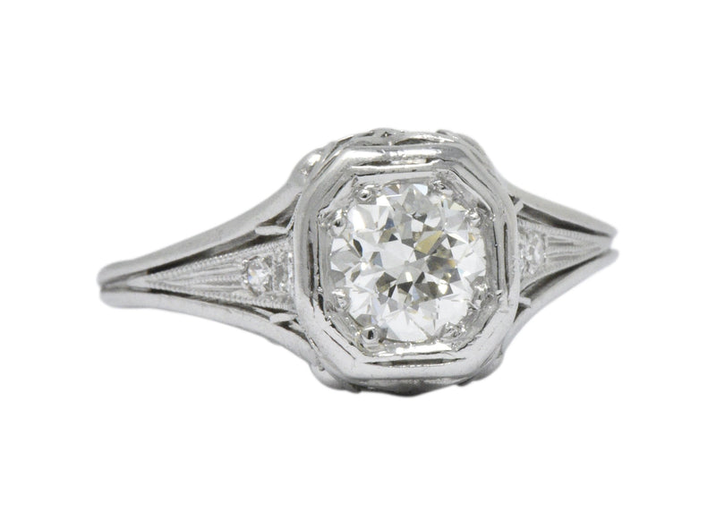 Vintage Art Deco 0.73 CTW Diamond Platinum Engagement Ring Wilson's Estate Jewelry