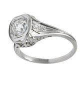 Vintage Art Deco 0.73 CTW Diamond Platinum Engagement Ring Wilson's Estate Jewelry