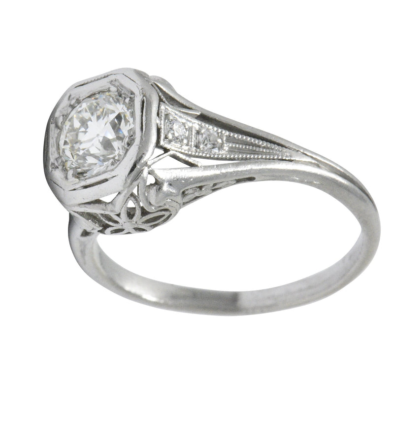 Vintage Art Deco 0.73 CTW Diamond Platinum Engagement Ring Wilson's Estate Jewelry