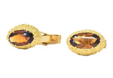 Vintage Citrine Cabochon 18 Karat Gold Men's Cufflinks Wilson's Estate Jewelry