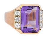 Vintage Emerald Cut Amethyst Diamond 14 Karat Gold Statement Ring - Wilson's Estate Jewelry