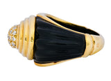 Vintage Fine French Diamond Onyx 18 Karat Gold Ring - Wilson's Estate Jewelry