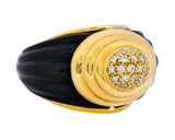 Vintage Fine French Diamond Onyx 18 Karat Gold Ring - Wilson's Estate Jewelry