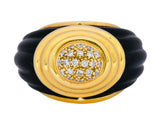 Vintage Fine French Diamond Onyx 18 Karat Gold Ring - Wilson's Estate Jewelry