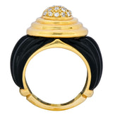 Vintage Fine French Diamond Onyx 18 Karat Gold Ring - Wilson's Estate Jewelry