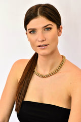 Vintage Italian 14 Karat Yellow Gold Puffed Curb Link Necklace - Wilson's Estate Jewelry