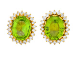 Vintage Peridot 7.90 CTW Diamond 18 Karat Gold Earrings - Wilson's Estate Jewelry