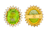 Vintage Peridot 7.90 CTW Diamond 18 Karat Gold Earrings - Wilson's Estate Jewelry