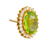 Vintage Peridot 7.90 CTW Diamond 18 Karat Gold Earrings - Wilson's Estate Jewelry