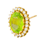 Vintage Peridot 7.90 CTW Diamond 18 Karat Gold Earrings - Wilson's Estate Jewelry