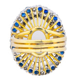 Vintage Rock Crystal Sapphire Diamond Platinum-Topped 18 Karat Gold Ring - Wilson's Estate Jewelry