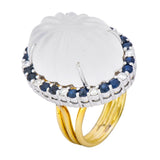 Vintage Rock Crystal Sapphire Diamond Platinum-Topped 18 Karat Gold Ring - Wilson's Estate Jewelry