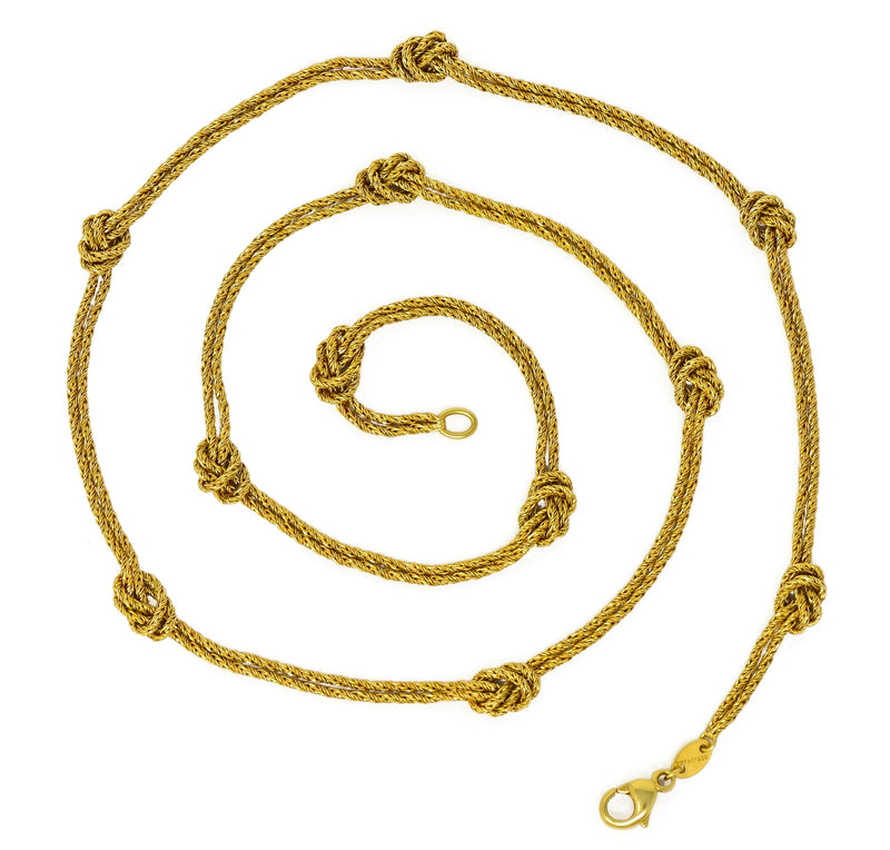 Vintage Tiffany & Co. 18 Karat Gold Knot Station Necklace - Wilson's Estate Jewelry