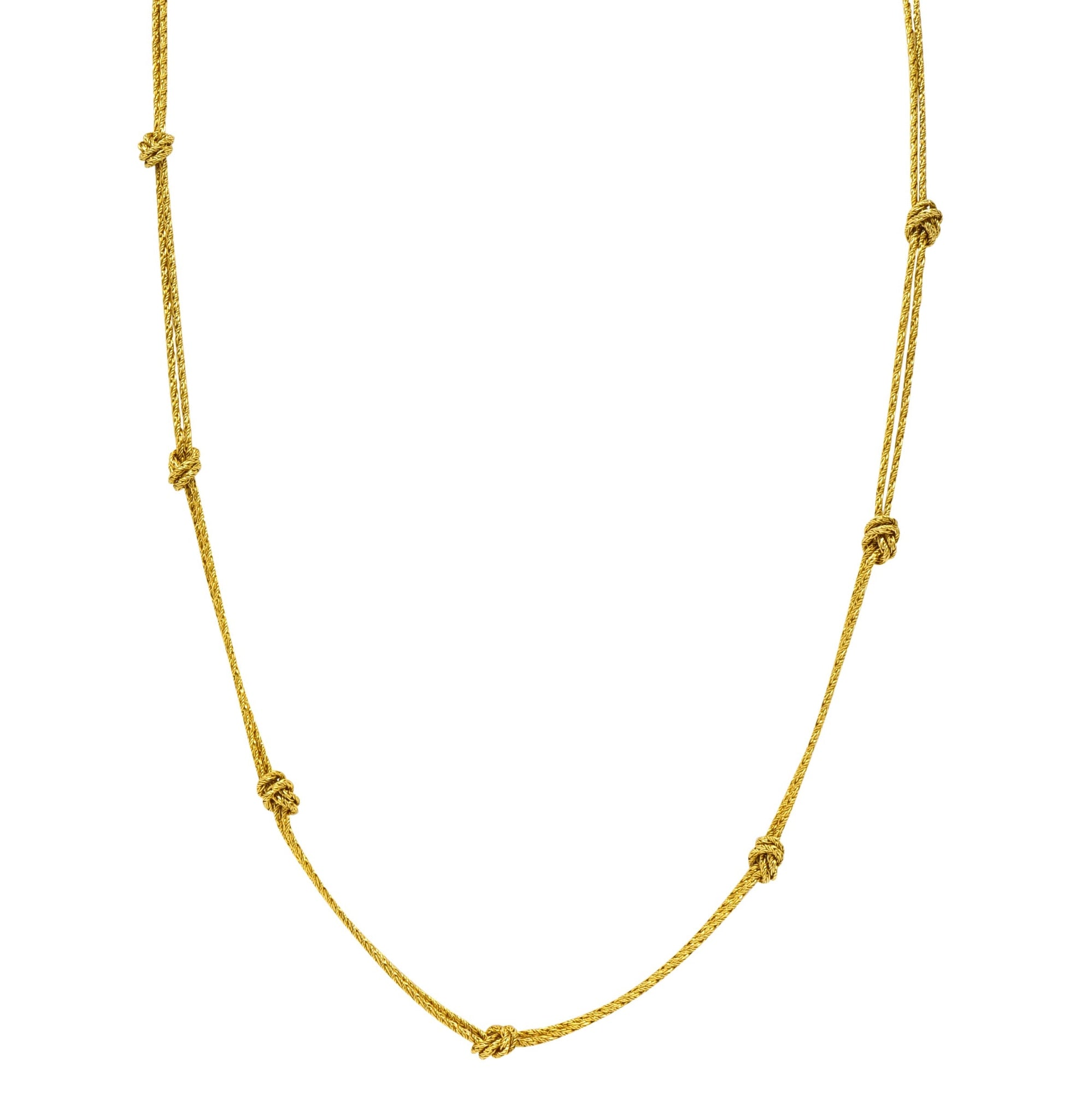 Vintage Tiffany & Co. 18 Karat Gold Knot Station Necklace - Wilson's Estate Jewelry
