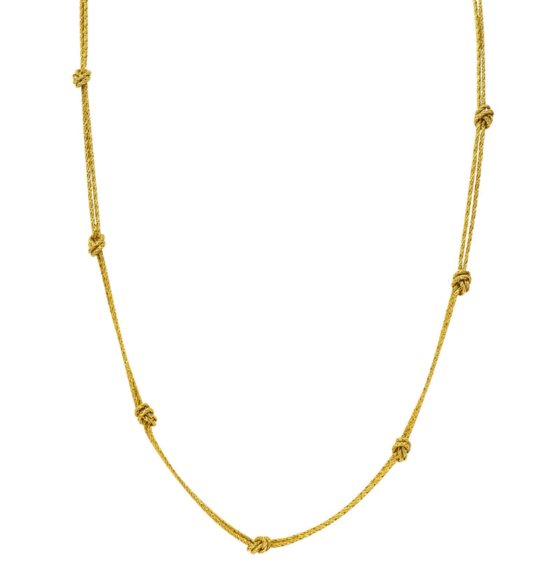 Vintage Tiffany & Co. 18 Karat Gold Knot Station Necklace - Wilson's Estate Jewelry