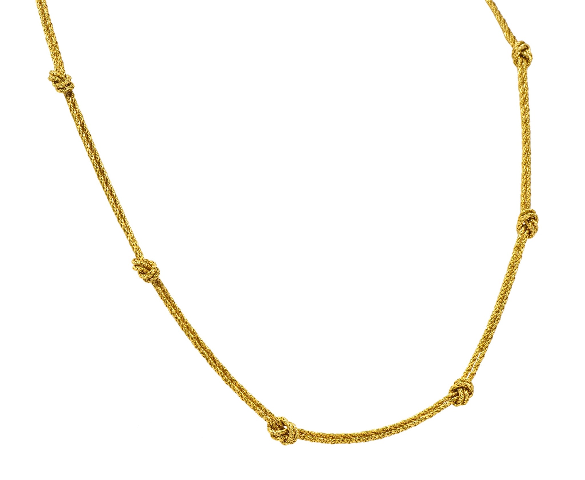 Vintage Tiffany & Co. 18 Karat Gold Knot Station Necklace - Wilson's Estate Jewelry