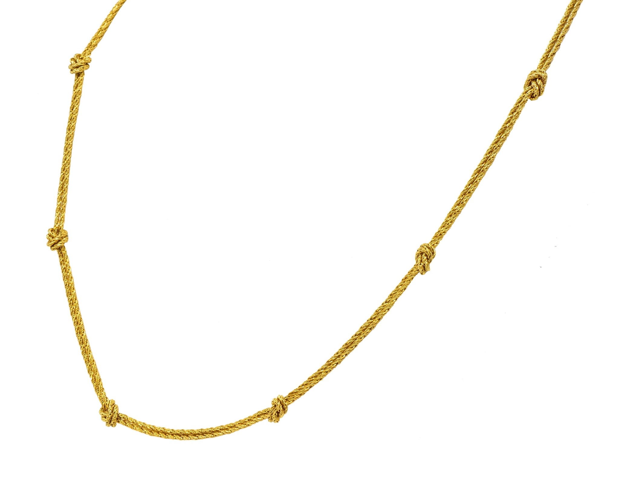 Vintage Tiffany & Co. 18 Karat Gold Knot Station Necklace - Wilson's Estate Jewelry
