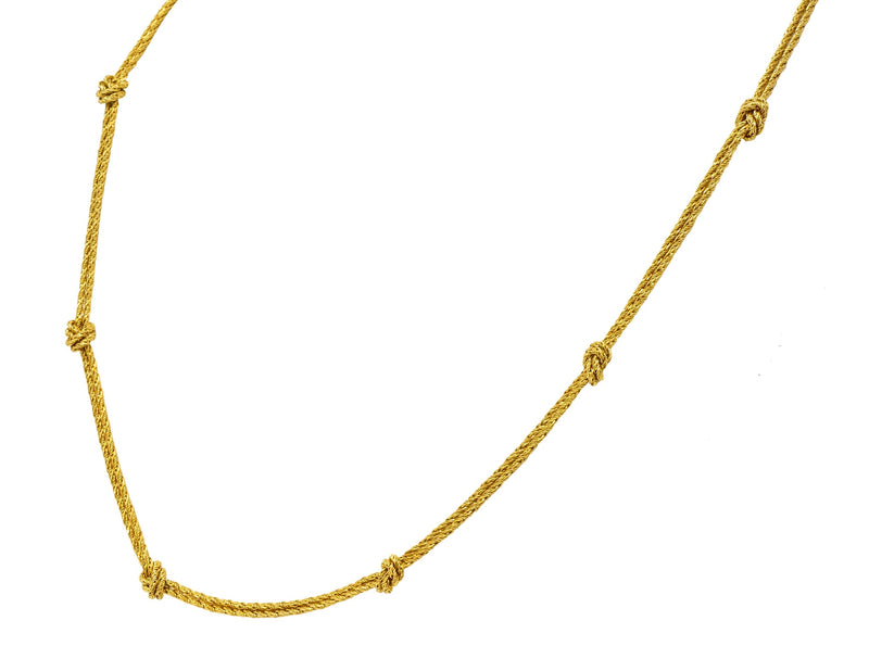 Vintage Tiffany & Co. 18 Karat Gold Knot Station Necklace - Wilson's Estate Jewelry
