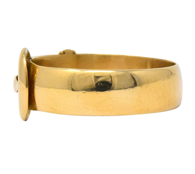Walker & Hall Victorian Old Mine Diamond 18 Karat Gold Buckle Band Ring - Wilson's Estate Jewelry
