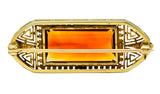 Walton & Co. Art Deco 10.46 CTW Citrine Pearl Diamond 14 Karat Gold Brooch - Wilson's Estate Jewelry