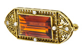 Walton & Co. Art Deco 10.46 CTW Citrine Pearl Diamond 14 Karat Gold Brooch - Wilson's Estate Jewelry
