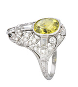 Walton & Co. Belle Epoque 3.70 CTW Chrysoberyl Diamond Platinum Dinner Ring - Wilson's Estate Jewelry