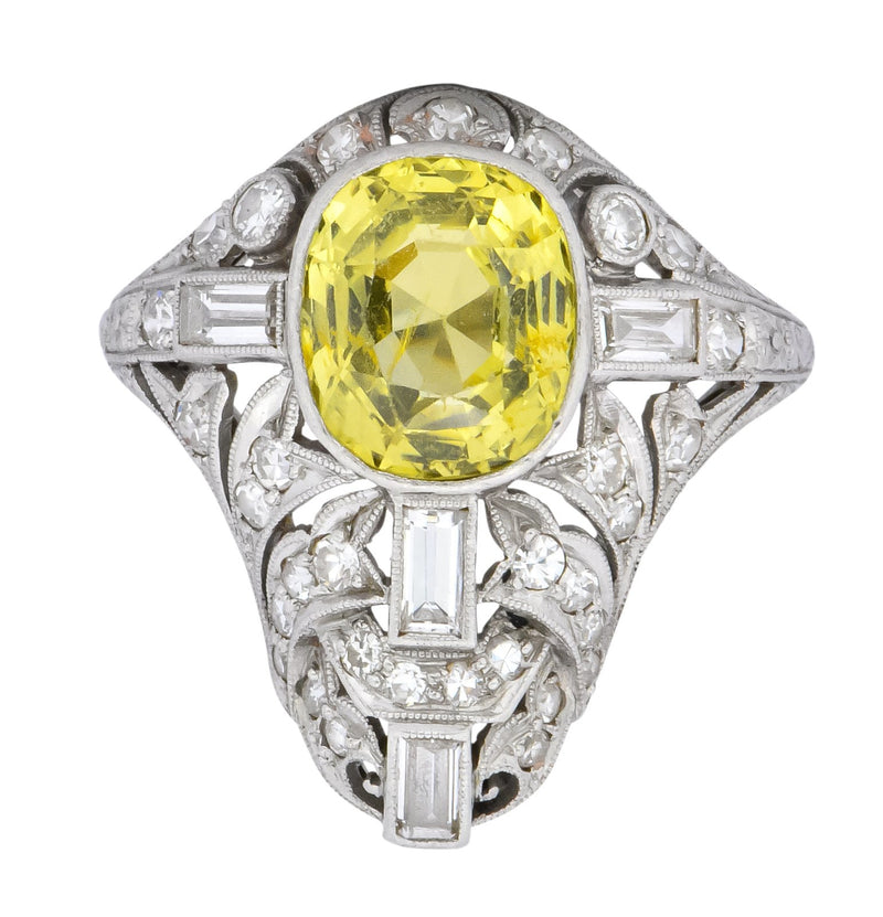 Walton & Co. Belle Epoque 3.70 CTW Chrysoberyl Diamond Platinum Dinner Ring - Wilson's Estate Jewelry