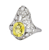 Walton & Co. Belle Epoque 3.70 CTW Chrysoberyl Diamond Platinum Dinner Ring - Wilson's Estate Jewelry