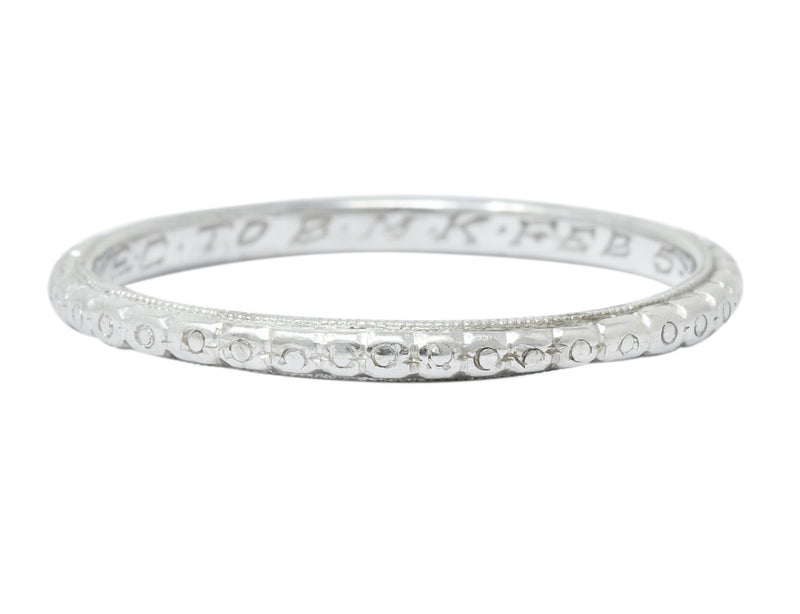 White Rose Jewelry Mfg. Co. Art Deco Orange Blossom Platinum Band Ring - Wilson's Estate Jewelry