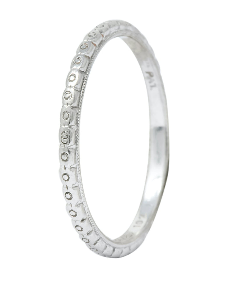 White Rose Jewelry Mfg. Co. Art Deco Orange Blossom Platinum Band Ring - Wilson's Estate Jewelry