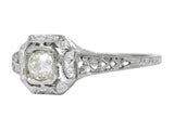 Whiterose Edwardian 0.23 CTW Diamond 18 Karat White Gold Solitaire Engagement Ring - Wilson's Estate Jewelry