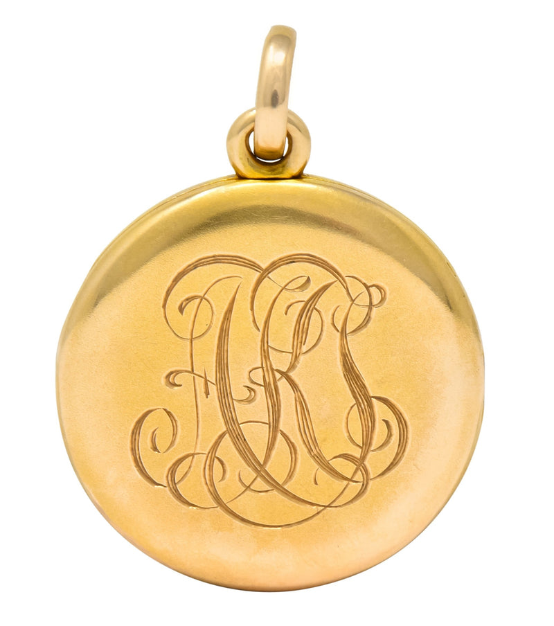 Whiteside & Blank Art Nouveau 14 Karat Gold Green Man Foliate Locket - Wilson's Estate Jewelry