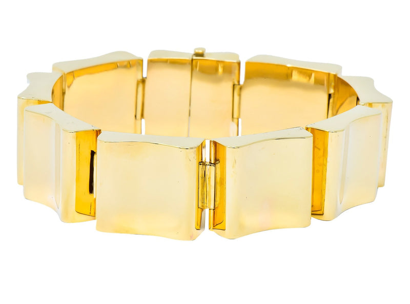 Wide Vintage 14 Karat Gold Polished Link Bracelet - Wilson's Estate Jewelry
