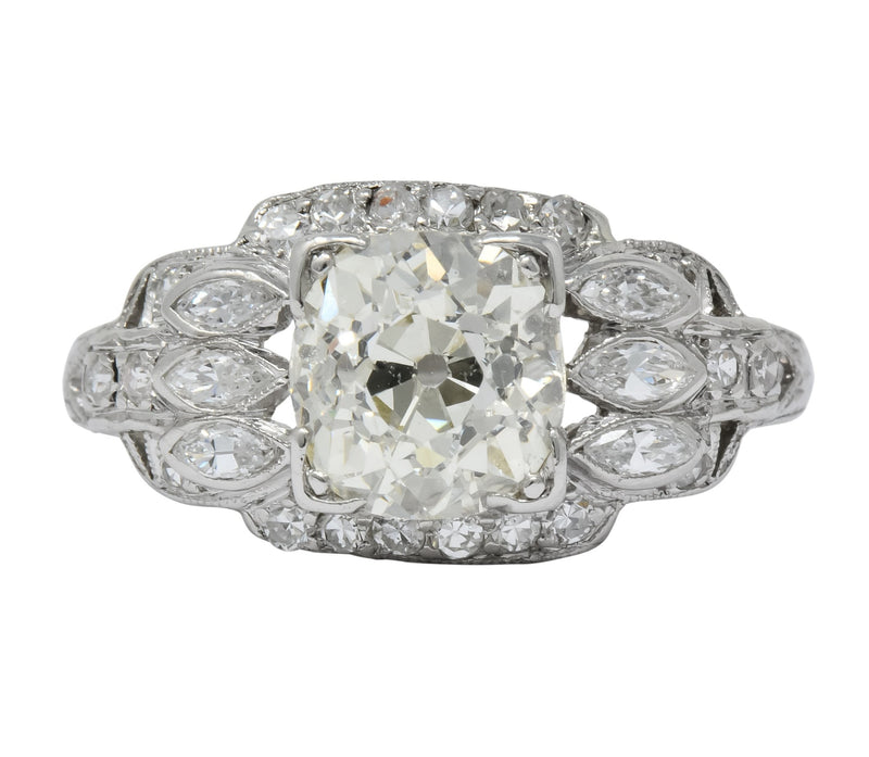 William B. Ogush Inc. Retro 2.05 CTW Diamond Platinum Engagement Ring - Wilson's Estate Jewelry