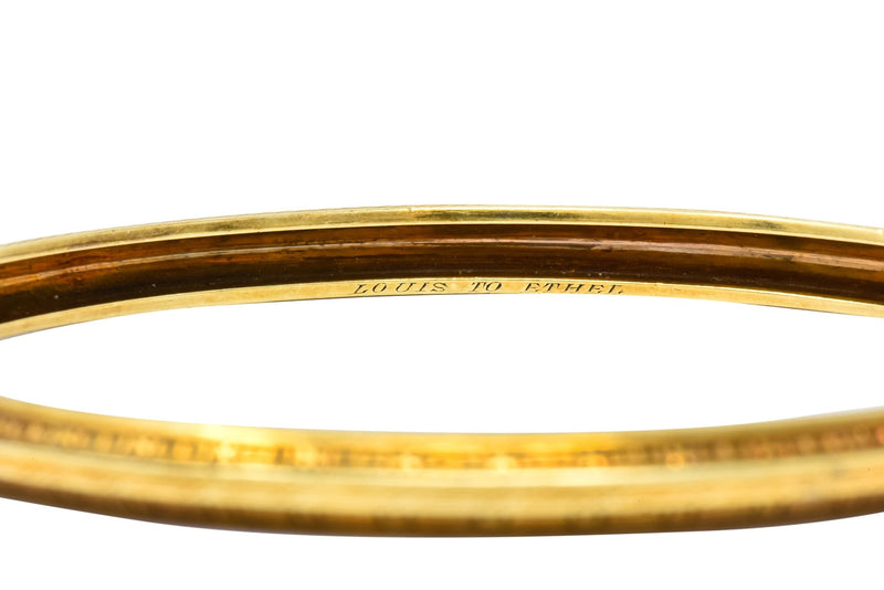 Wordley Allsopp & Bliss 14 Karat Gold Engraved Floral Bangle Bracelet - Wilson's Estate Jewelry