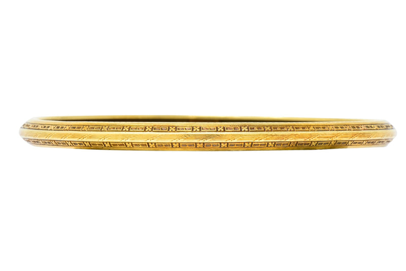 Wordley Allsopp & Bliss 14 Karat Gold Engraved Floral Bangle Bracelet - Wilson's Estate Jewelry