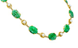 Wordley Alsopp & Bliss 1940's Retro Jade Pearl 14 Karat Link Necklace - Wilson's Estate Jewelry